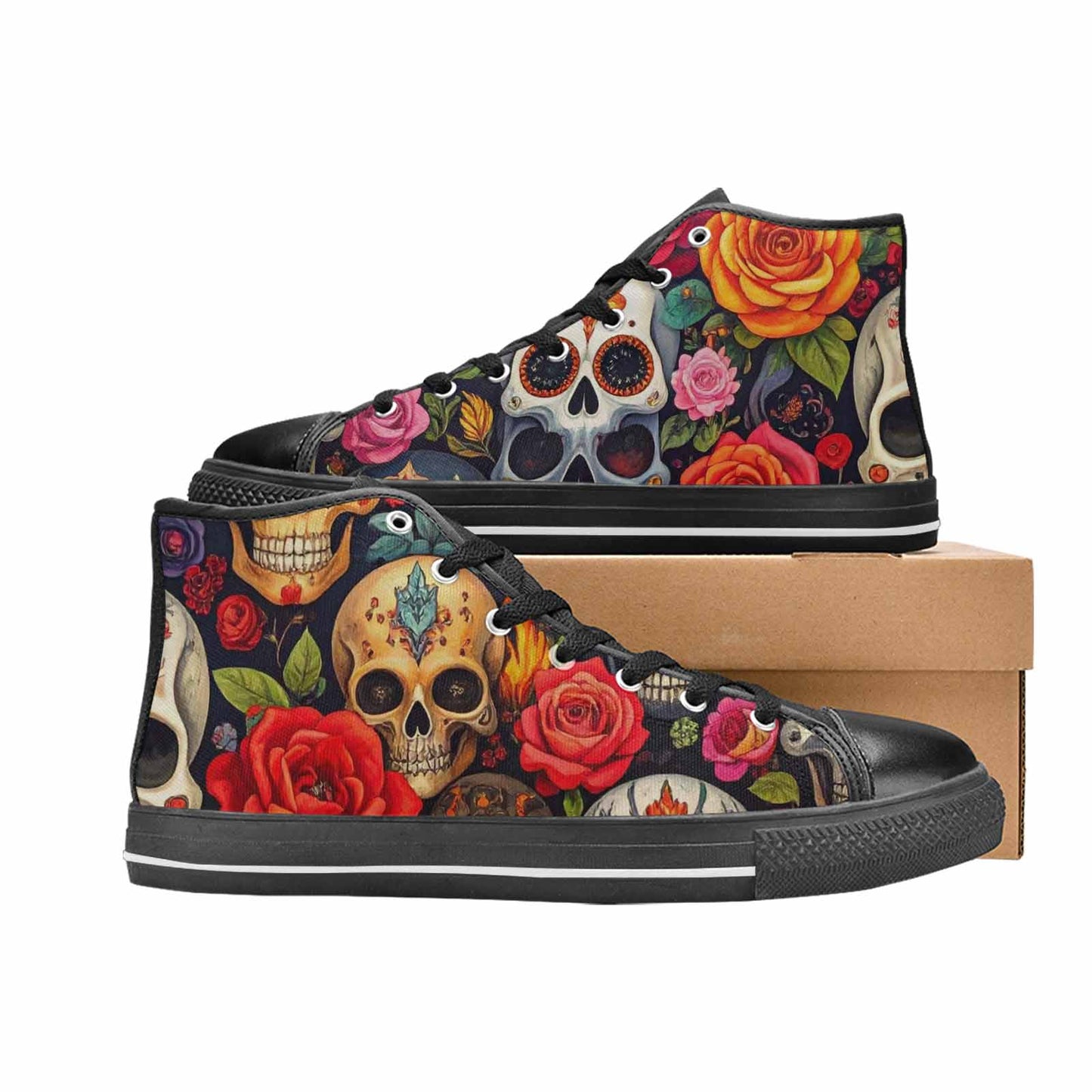 WOMEN'S Skull High Top Canvas Dark Academia Custom Sneakers