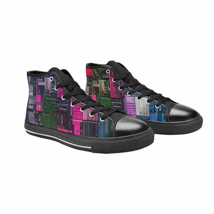 MEN'S Asexual Flag Color High Top Canvas Aesthetic Shoes