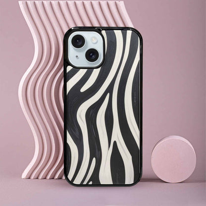 iPhone 15 Case — Modern Zebra Stripe Custom Personalized Phone, Personalized Phone Case