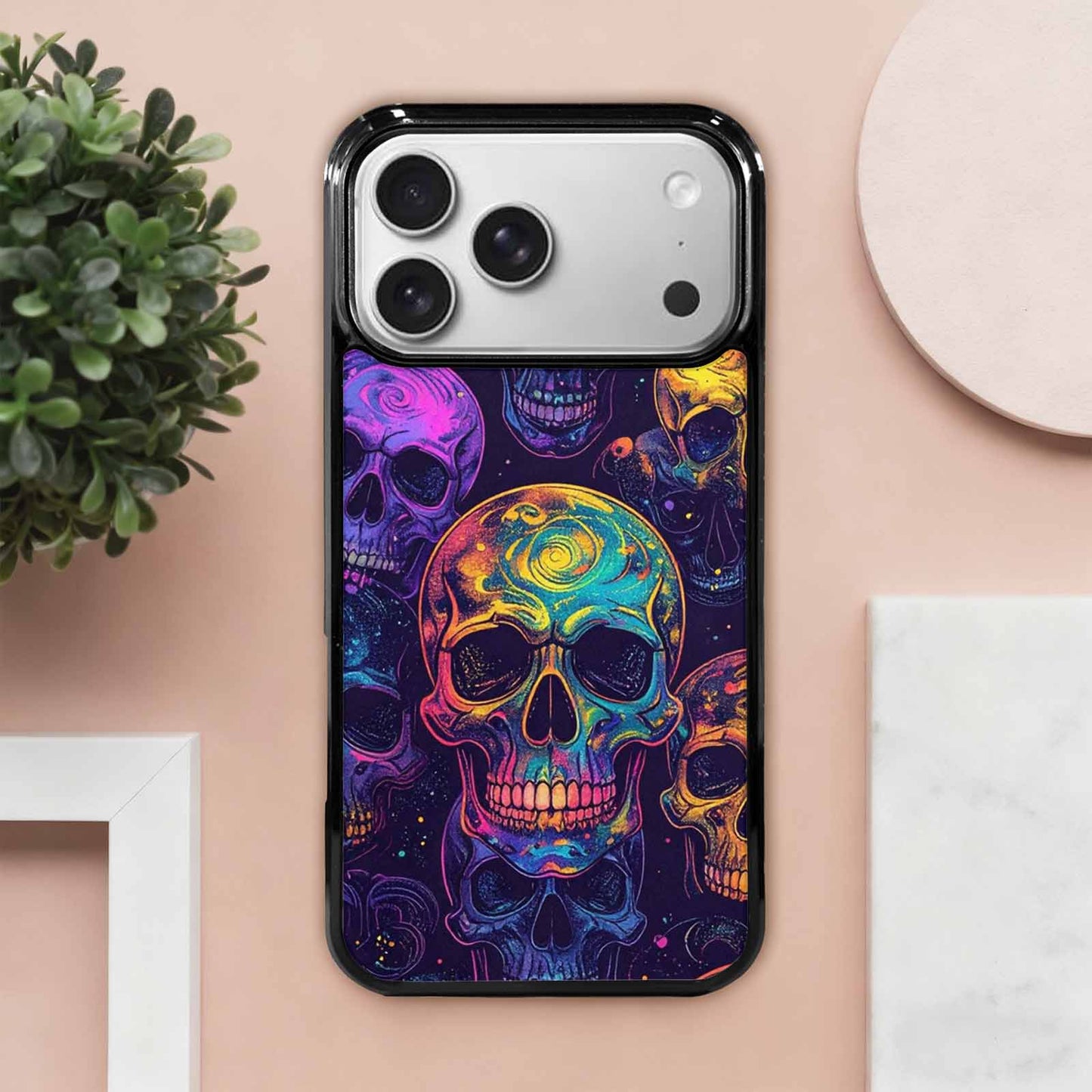 iPhone 17 Pro Max Case — Galaxy Skulls Art Seamless Gothic Skulls, Custom Art Phone Cover