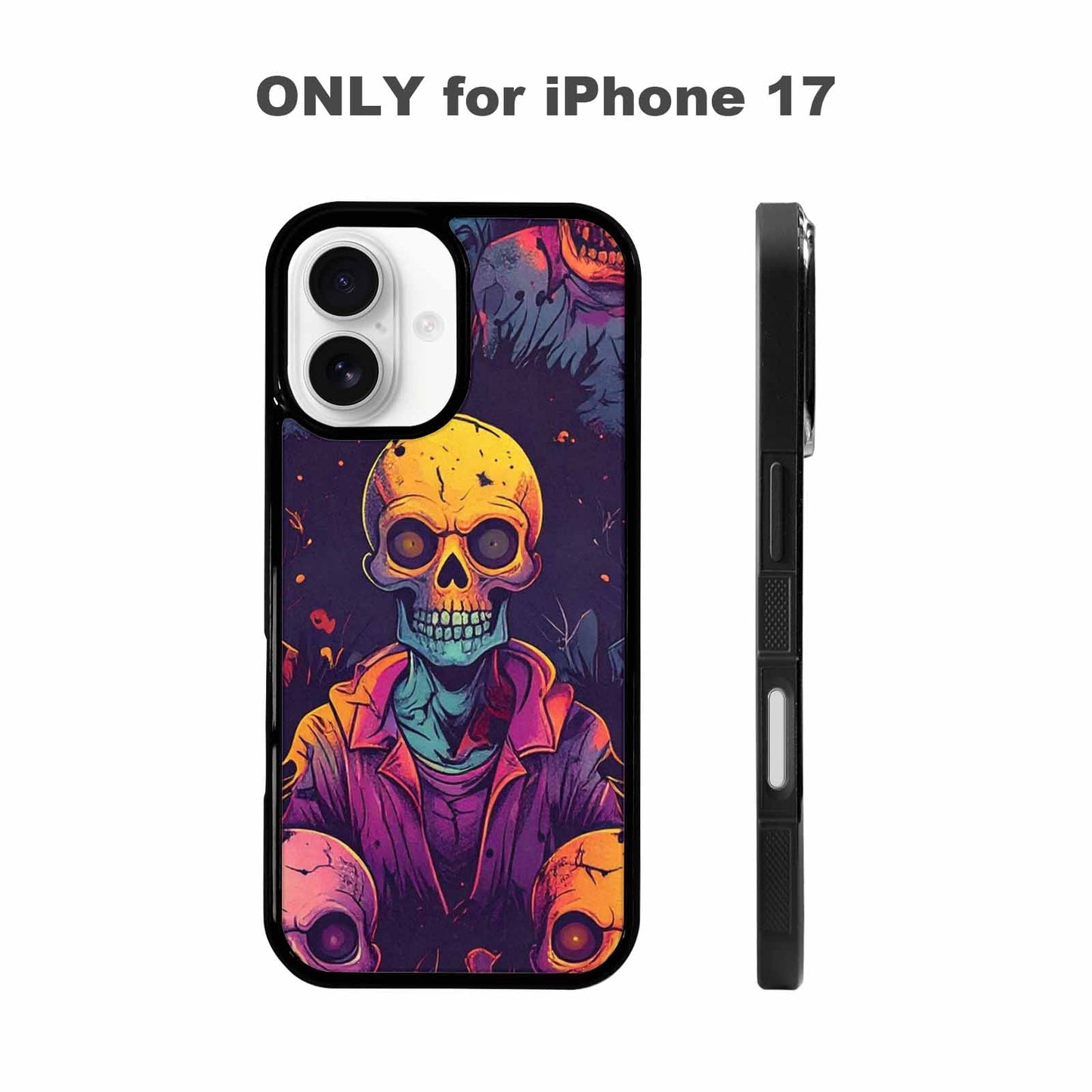 iPhone 17 Case — Halloween Zombie Horror Repeat Gothic Skulls, Original Design Phone Case