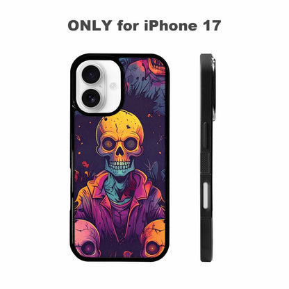 iPhone 17 Case — Halloween Zombie Horror Repeat Gothic Skulls, Original Design Phone Case