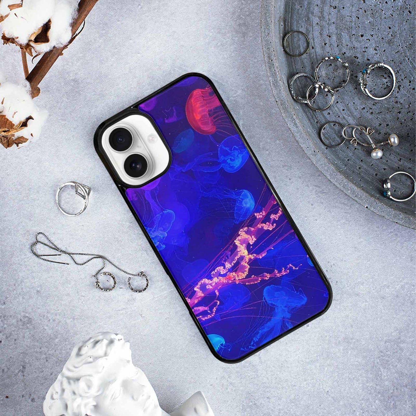 iPhone 16 Plus Case — Jellyfish Glow Jellyfish Glow Pattern Hundreds, Customized Protective Case