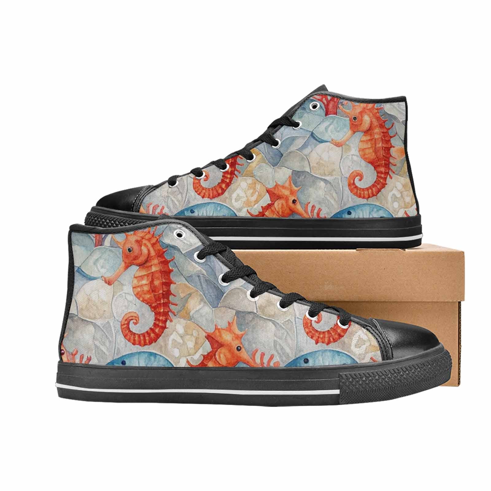 WOMEN'S Fish Scale Coral High Top Canvas Neon Fantasy Custom Shoes