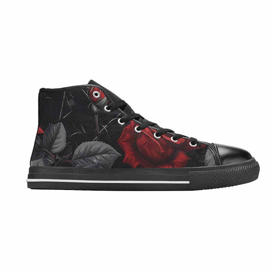 MEN'S Black Gothic Rose High Top Canvas Neon Fantasy Custom Shoes