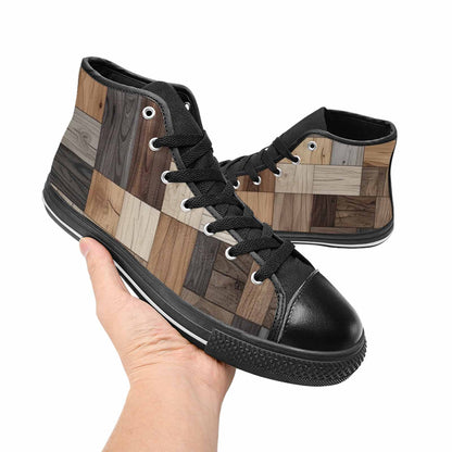 WOMEN'S Wood Grain Texture High Top Canvas Cottagecore Shoes