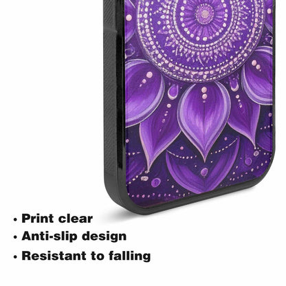 iPhone 15 Plus Case — Purple Mandala Bohemian Print Edge To, Custom Art Phone Cover