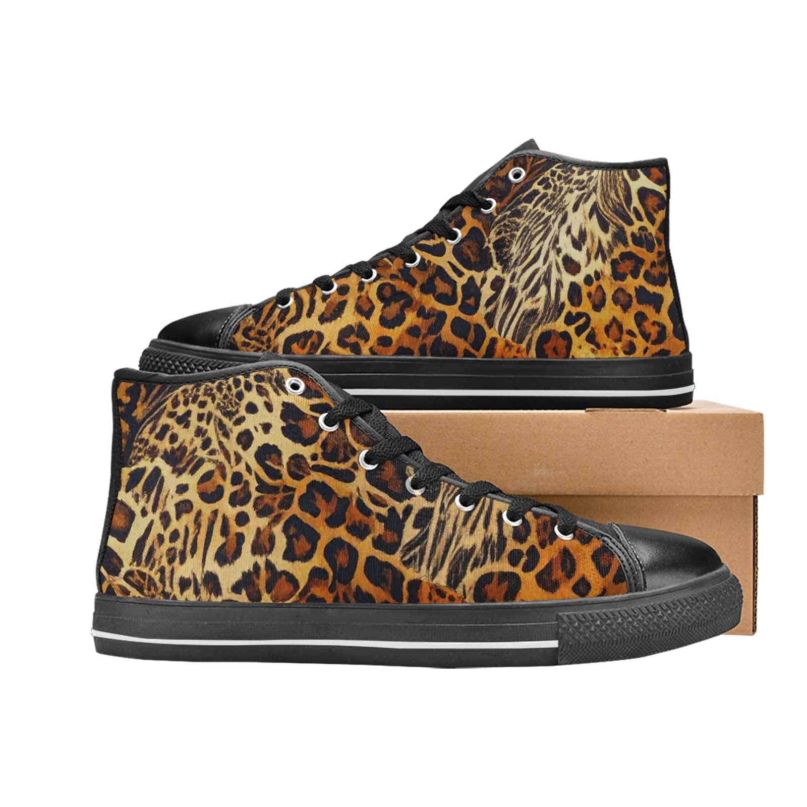 MEN'S Animal Print High Top Canvas Vibrant Chaos Custom Shoes