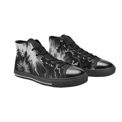 WOMEN'S Tie Dye Acid Wash Black White High Top Canvas Vivid Shoes