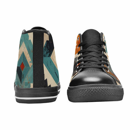 MEN'S Southwestern Geometric Diamond High Top Canvas Grunge Shoes