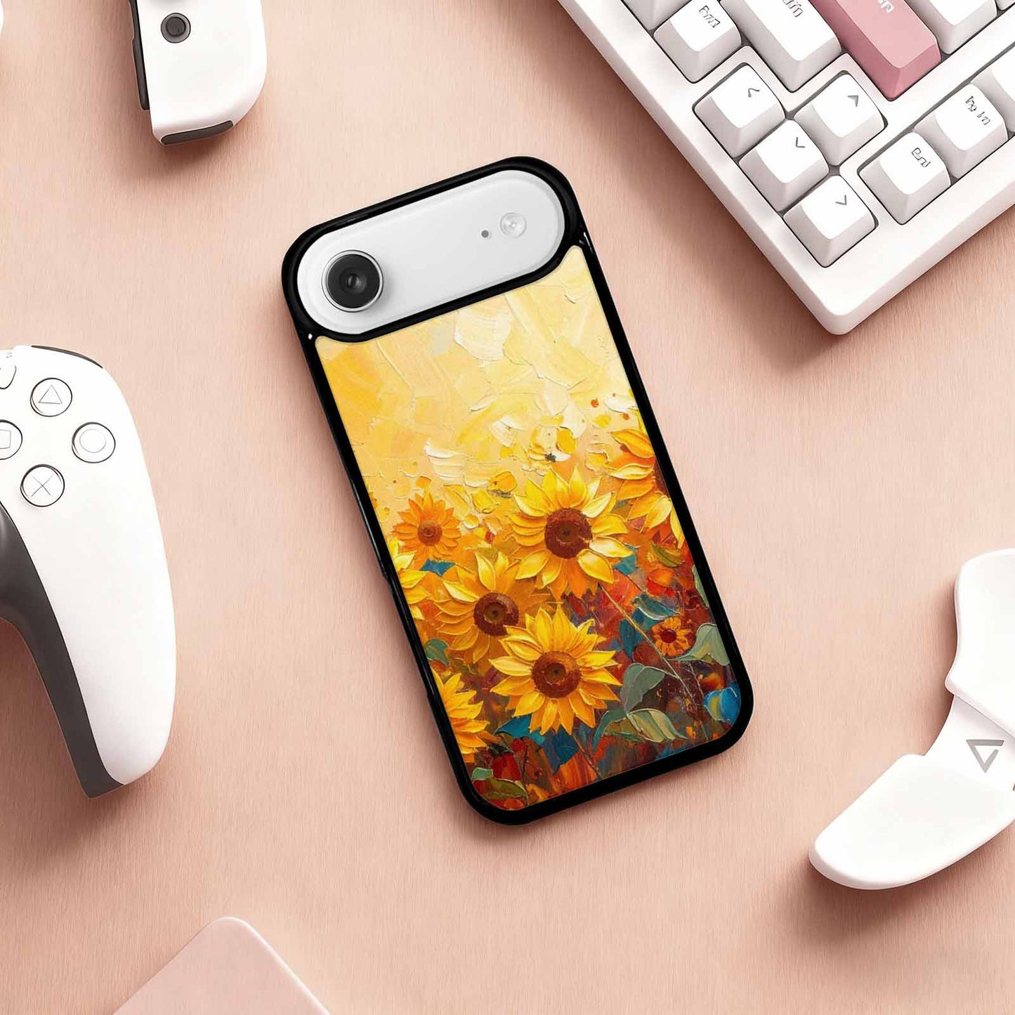 iPhone 17 Air Case — Impressionist Sunflower Brushstroke Pattern Hundreds Floral, Custom Designed Case Cover