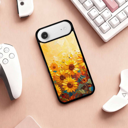 iPhone 17 Air Case — Impressionist Sunflower Brushstroke Pattern Hundreds Floral, Custom Designed Case Cover