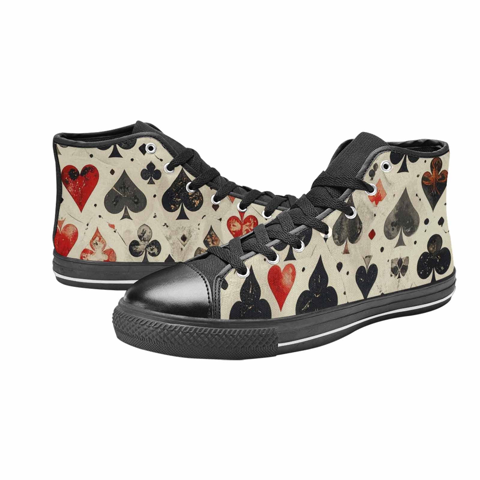 MEN'S Playing Card Suit High Top Canvas Wallpaper Art Shoes