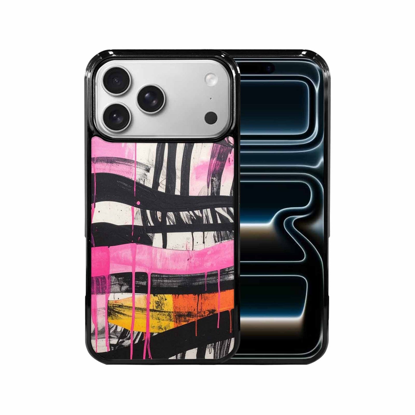 iPhone 17 Pro Max Case — Black &amp; Pink Ink Animal Print, Custom Designed Case Cover