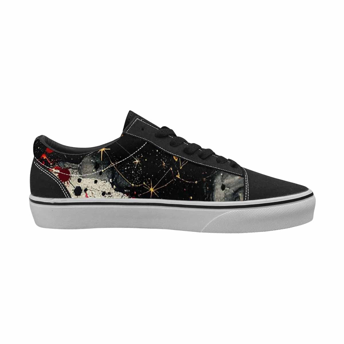 WOMEN'S Zodiac Black & Red Ink Canvas Unique Print Vibrant Chaos Custom Printed Shoes