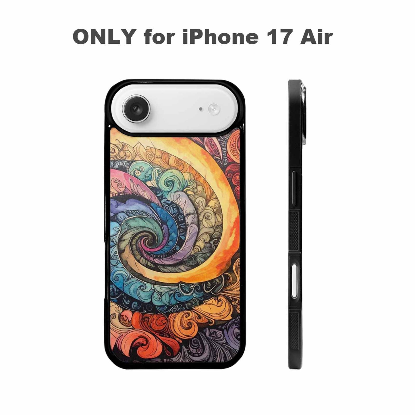 iPhone 17 Air Case — Tie Dye Swirls Black White Tie, Personalized Phone Case