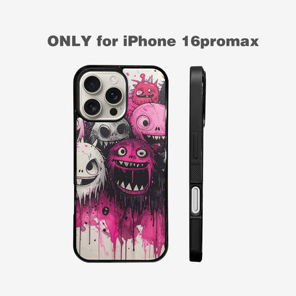 iPhone 16 Pro Max Case — Monsters General Black Pink Ink Cartoon, Original Design Phone Case