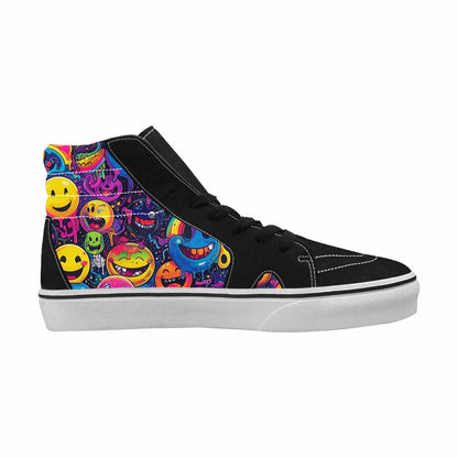 WOMEN'S Yellow Smiley Face High Top Canvas Dreamcore Custom Sneakers