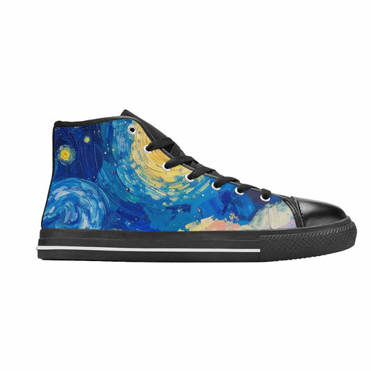 WOMEN'S Starry Night Van Gogh High Top Canvas Vibrant Chaos Sneakers