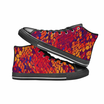 WOMEN'S Dark Snake Print High Top Canvas Wallpaper Art Shoes