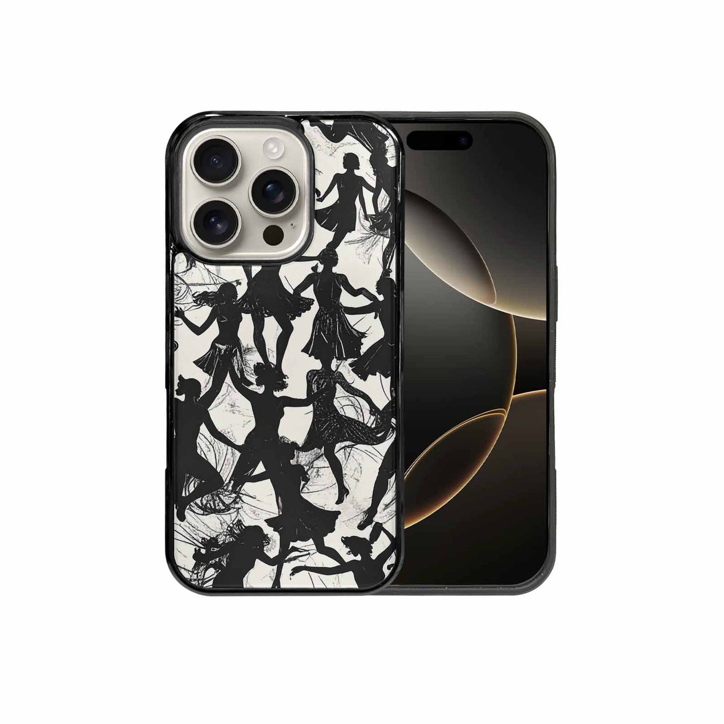 iPhone 16 Pro Case — Bold Dancing Figure Line Art Pattern, Custom Print Case Cover