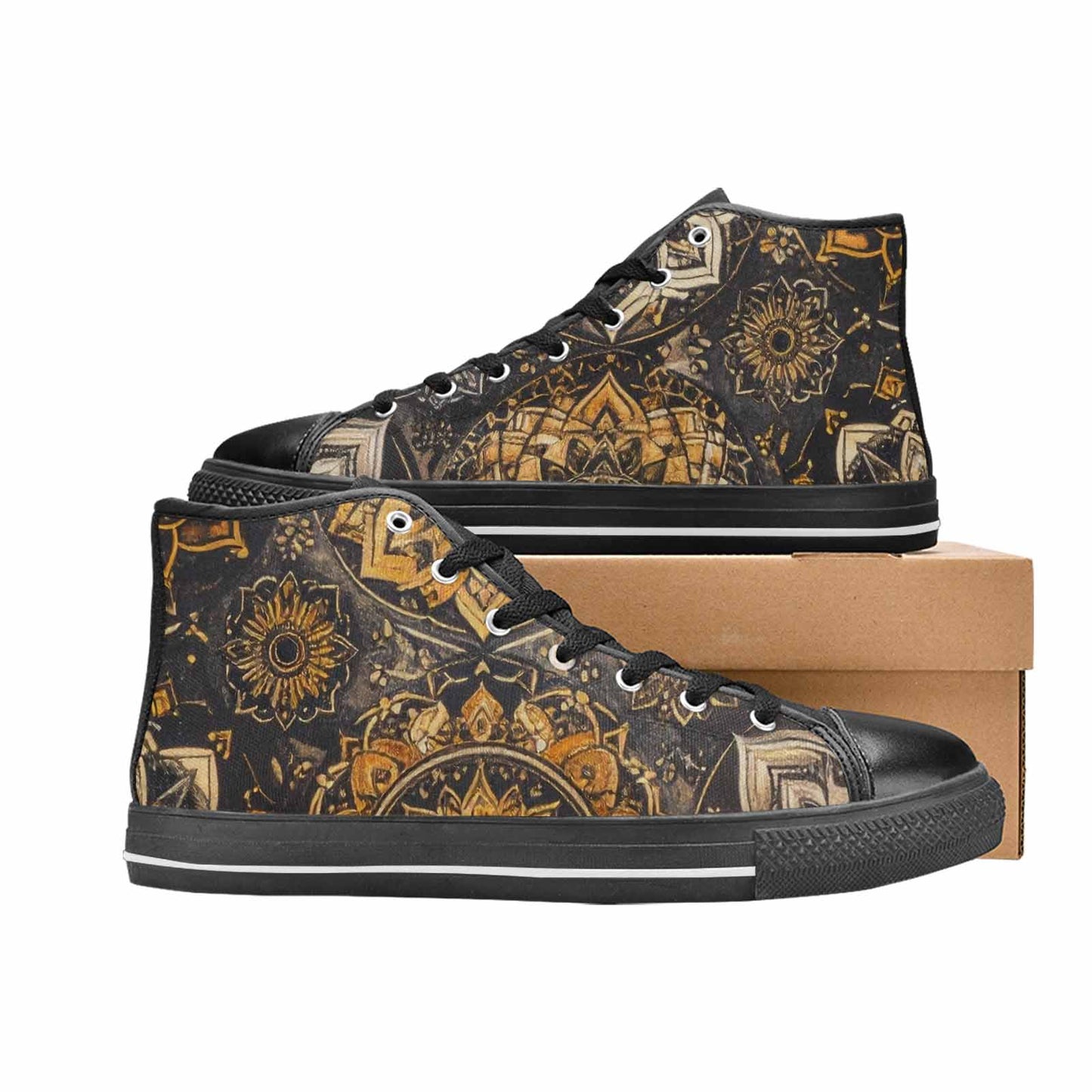 WOMEN'S Mandala High Top Canvas Wallpaper Art Custom Shoes