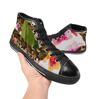 MEN'S Floral Snake Print High Top Canvas Cottagecore Custom Shoes