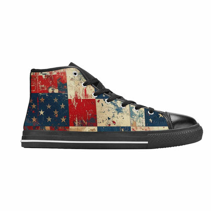 MEN'S American Flag Stars High Top Canvas Grunge Custom Shoes