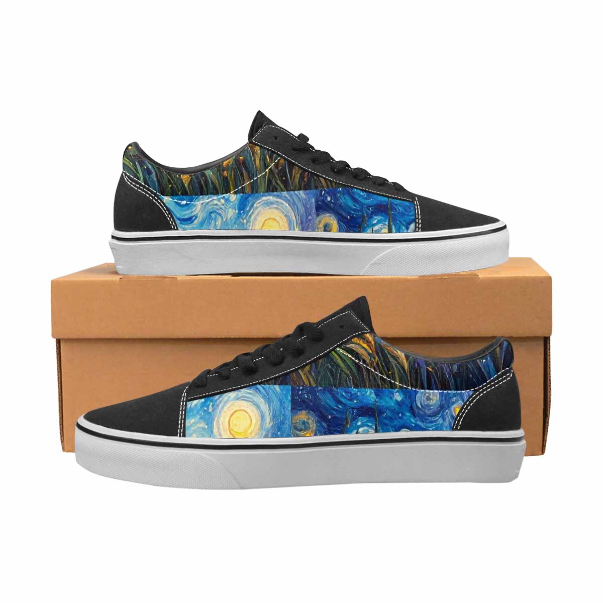 WOMEN'S Van Gogh-Style Swirl Canvas Lace-Up Grunge Custom Sneakers
