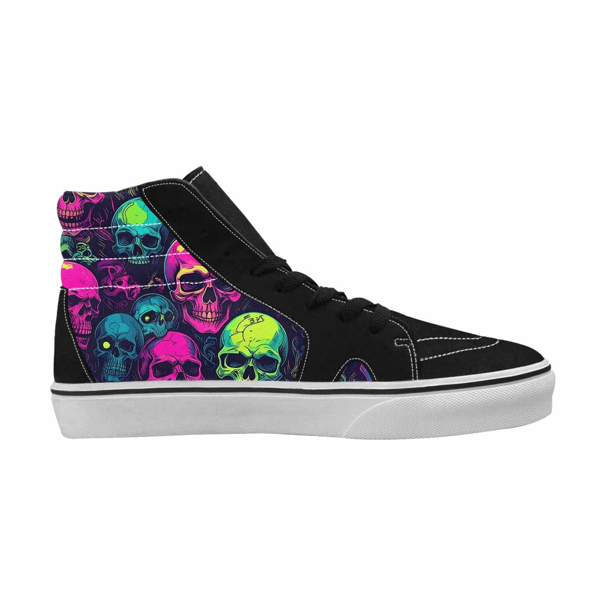 WOMEN'S Skulls - Neon High Top Canvas Grunge Custom Shoes