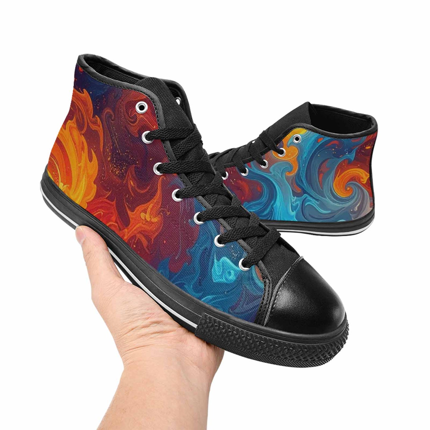 MEN'S Fire Flame High Top Canvas Surreal Shoes