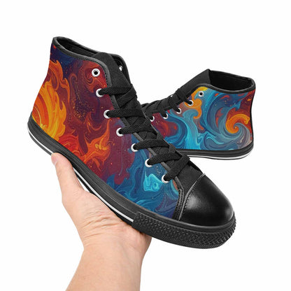 MEN'S Fire Flame High Top Canvas Surreal Shoes
