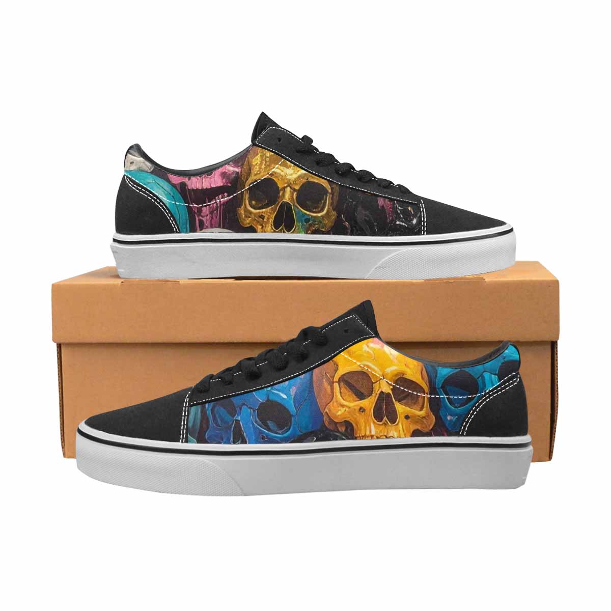 WOMEN'S Skulls  Marble Skulls Lace-Up Canvas Grunge Shoes
