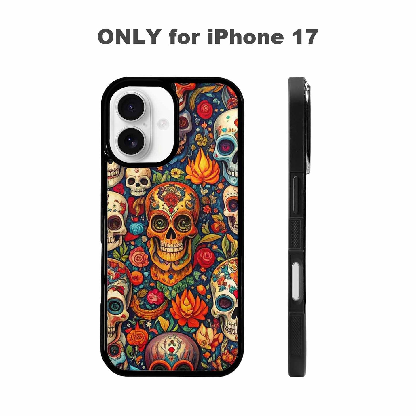 iPhone 17 Case — Small Skull Pattern, Randomly Gothic Skulls, Custom Phone Case