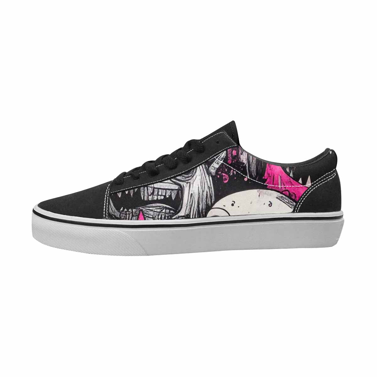 WOMEN'S Monsters Black & Pink Ink Canvas Custom Fashion Vibrant Chaos Limited Edition Sneakers