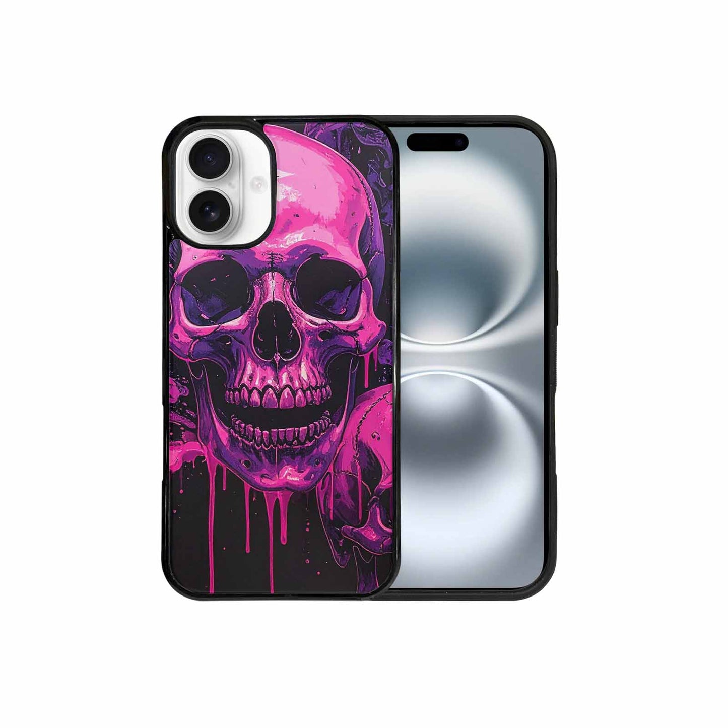 iPhone 16 Plus Case — Pink Purple Skeletons Neon Drip Melting, Personalized Phone Case