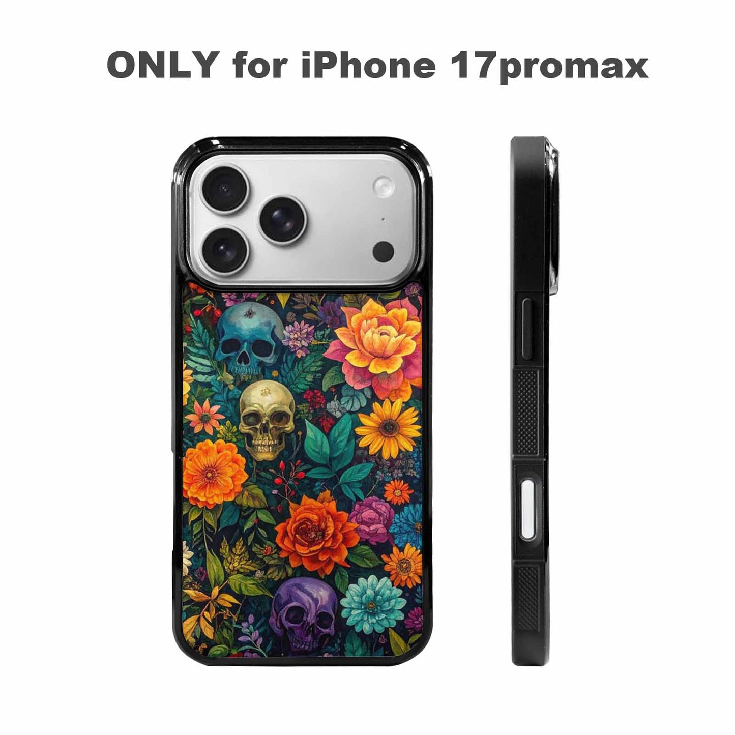 iPhone 17 Pro Max Case — Skulls Botanicalskulls Pattern D7b Gothic Skulls, Custom Printed Phone Case