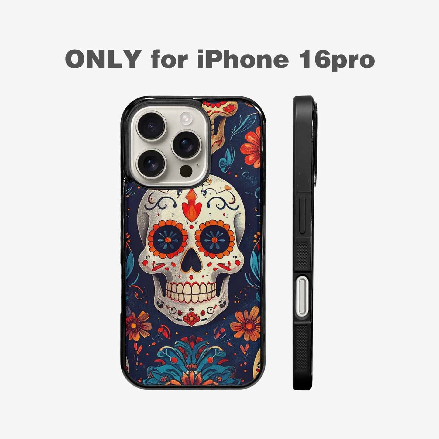 iPhone 16 Pro Case — Day Dead Sugar Skull Art 100s, Custom Designed Case Cover