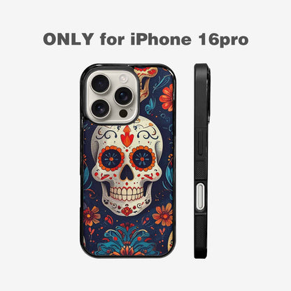 iPhone 16 Pro Case — Day Dead Sugar Skull Art 100s, Custom Designed Case Cover