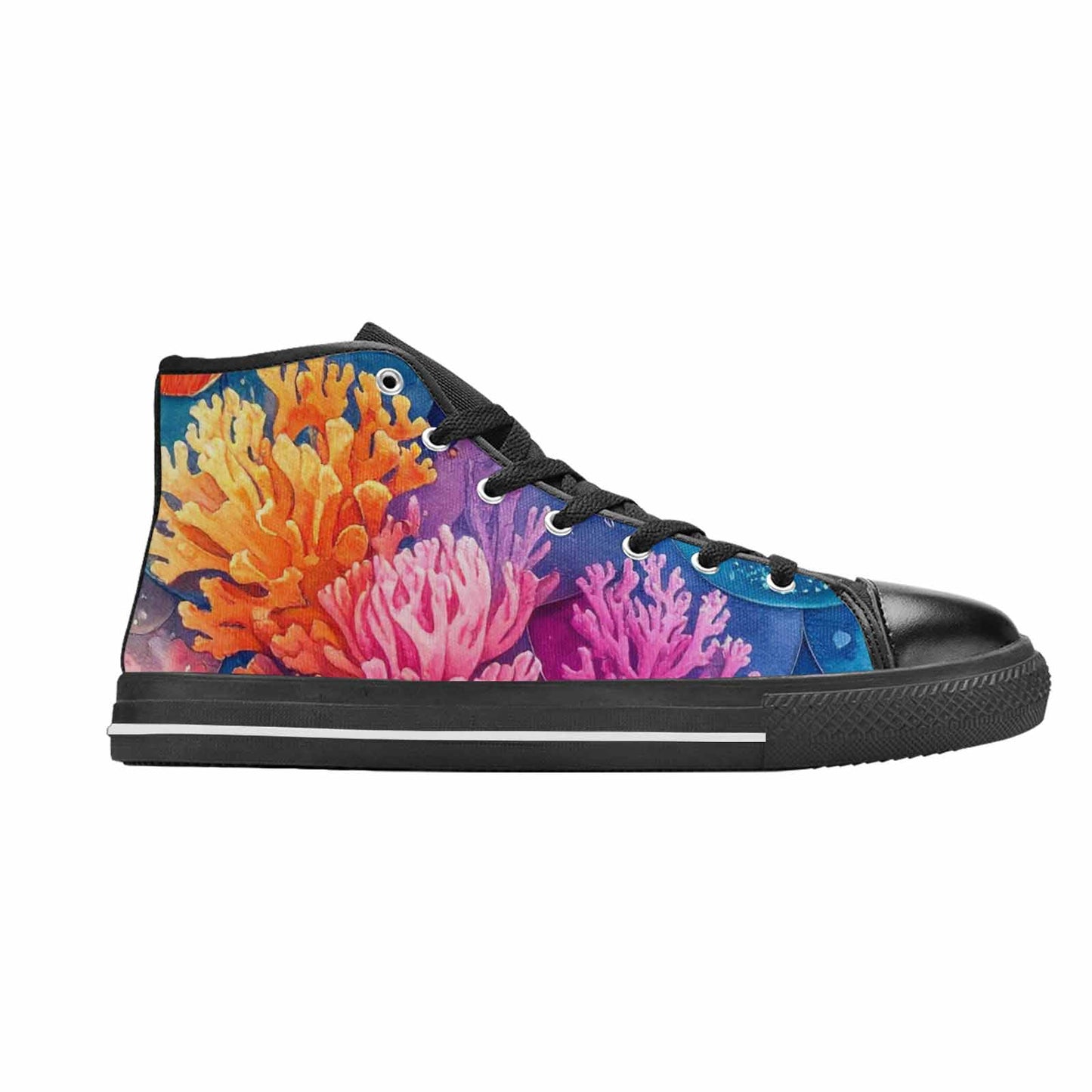 WOMEN'S Fish Scale Coral High Top Canvas Neon Fantasy Custom Sneakers