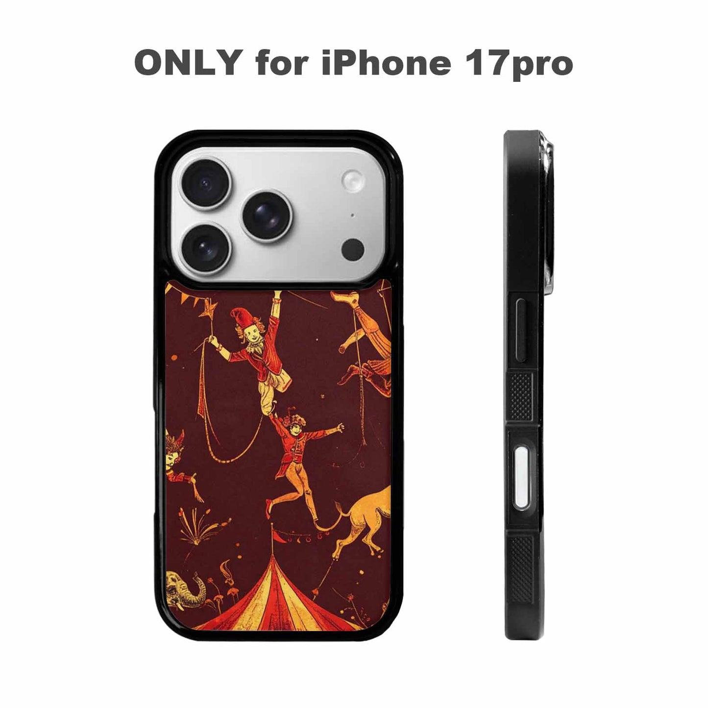 iPhone 17 Pro Case — Vintage Circus Art Pattern Retro Vintage, Custom Printed Phone Case