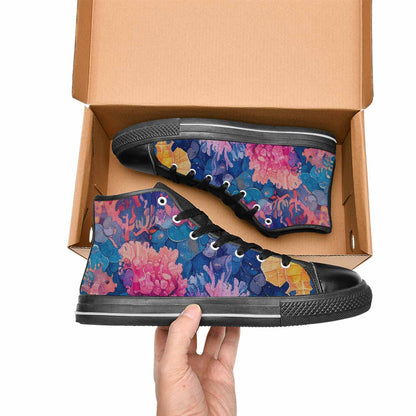WOMEN'S Fish Scale Coral High Top Canvas Grunge Custom Shoes