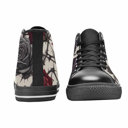 MEN'S Black Gothic Rose High Top Canvas Grunge Sneakers