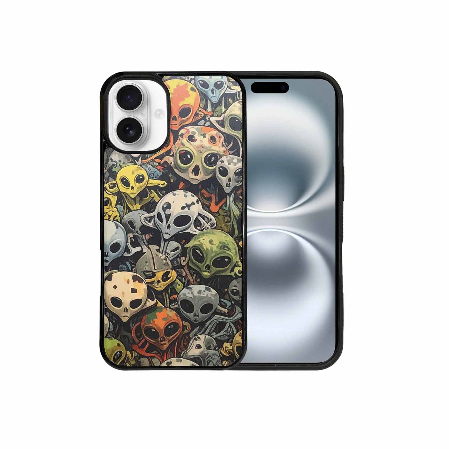 iPhone 16 Plus Case — Aliens Camo Aliens Pattern Hundreds Of, Custom Art Phone Cover