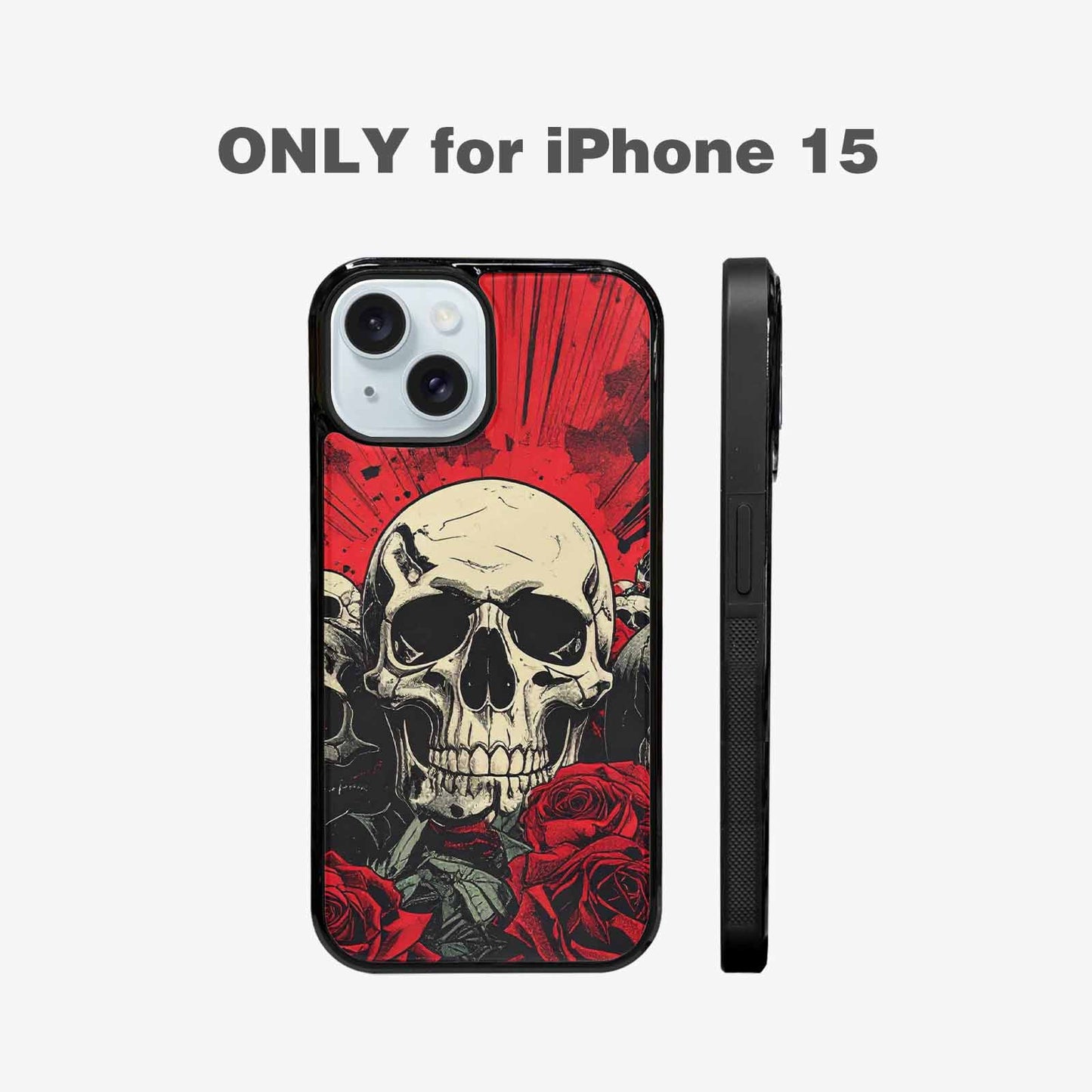 iPhone 15 Case — Skull Dark Art Gothic Print, Customized Protective Case