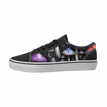 WOMEN'S Mushrooms Black & Purple Ink Canvas Artist-designed Dreamcore Sneakers
