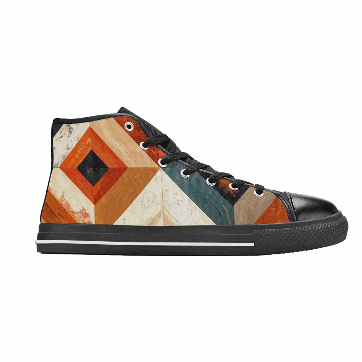 MEN'S Southwestern Geometric Diamond High Top Canvas Cottagecore Custom Sneakers