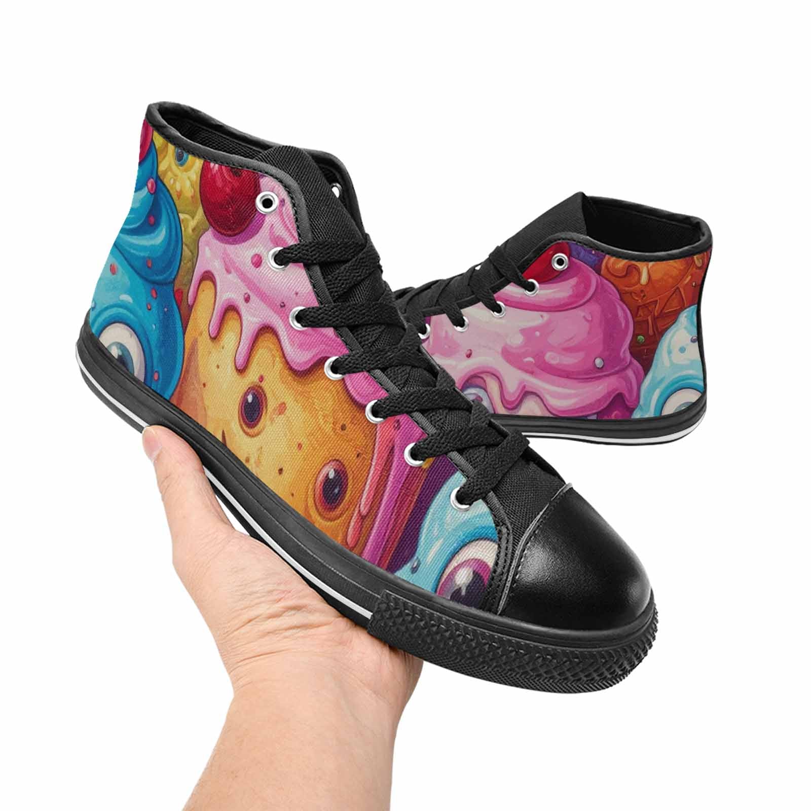 WOMEN'S Melting Icecream Monster Cherry High Top Canvas Dreamcore Sneakers