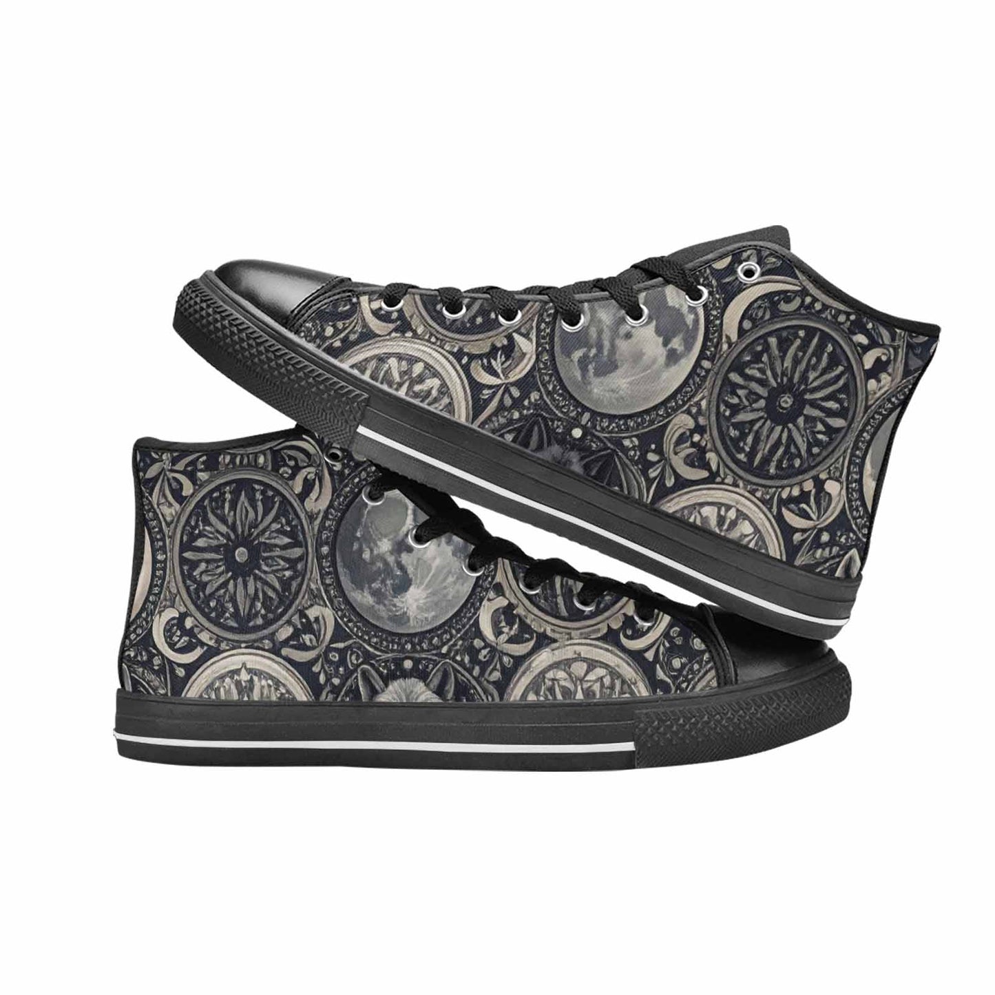 WOMEN'S Wolves Everywhere Collage High Top Canvas Wallpaper Art Custom Sneakers
