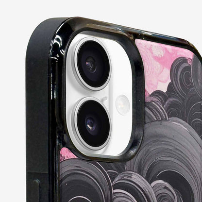 iPhone 16 Case — Van Gogh Swirl Black Pink Ink, Personalized Phone Case
